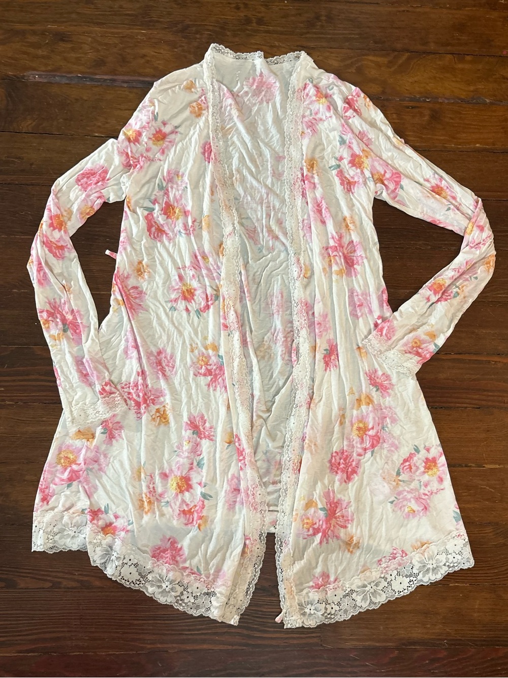Victoria’s Secret white pink floral lightweight robe size XS